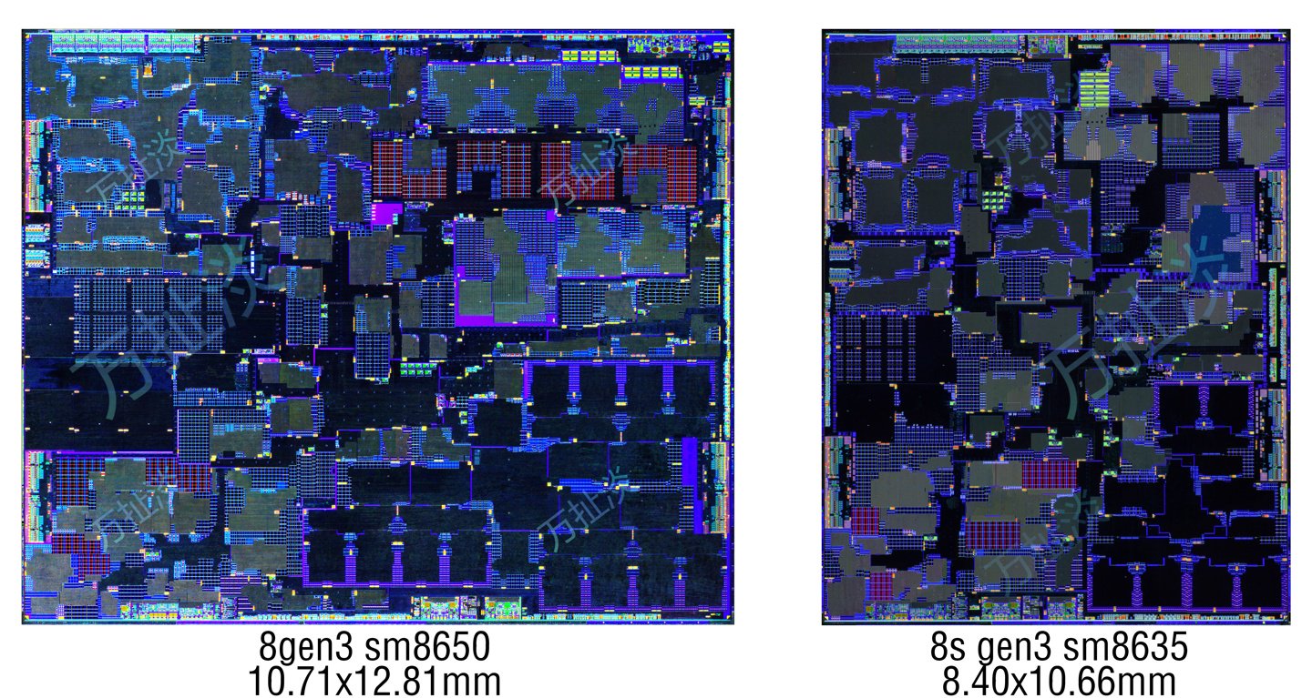 高通骁龙 8s Gen3 芯片尺寸 8.40 x 10.66mm，小于骁龙 8 Gen3