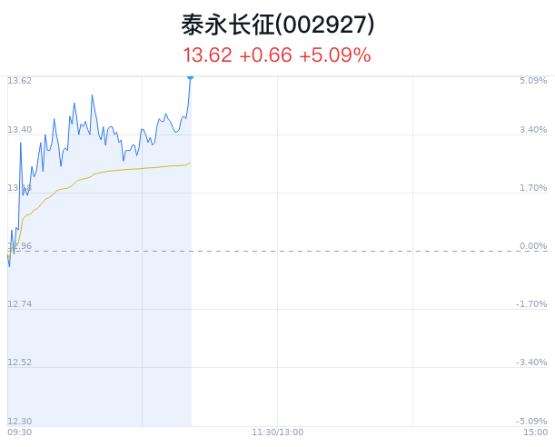 泰永长征大幅上涨 主力净流入681万元