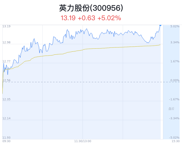 英力股份创近1月新高 主力净流入54万元