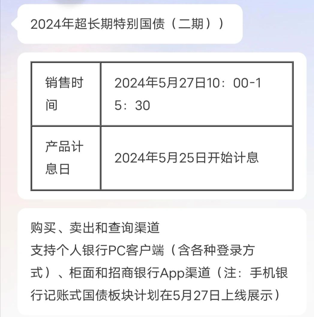 部分银行发售，个人投资者今日可购买20年期特别国债