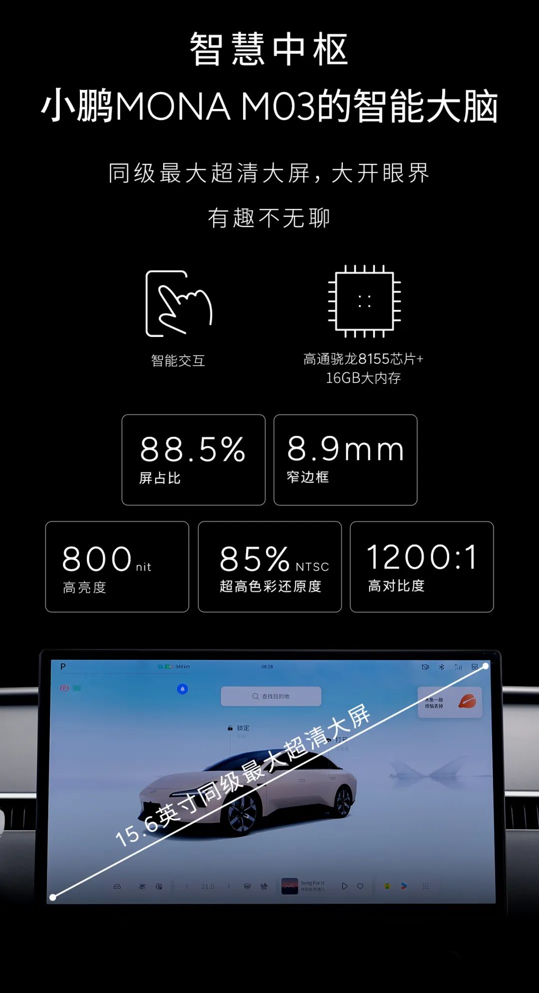 骁龙 8155+、7.1.4 全景声场，小鹏 MONA M03 汽车座舱细节公布